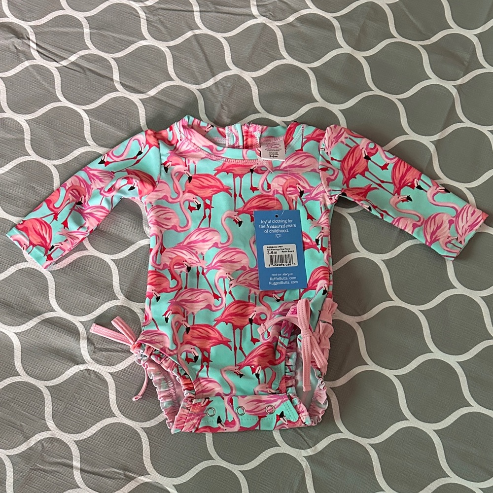 Kids Flamingo Rashguard Swimsuit